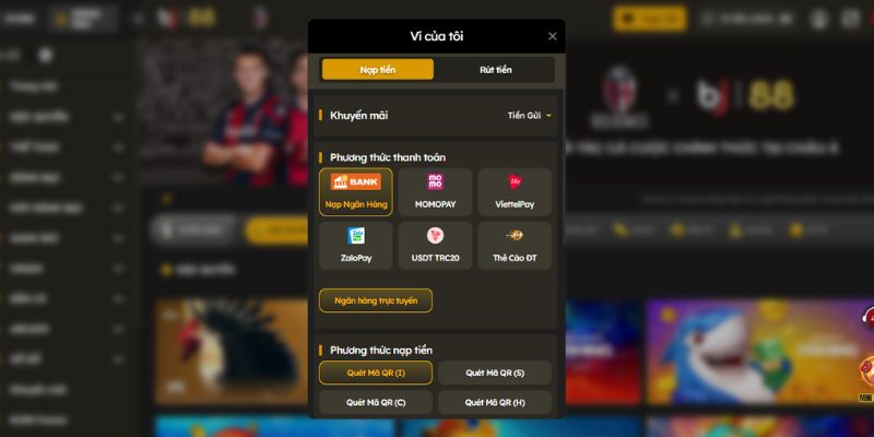 Thao tác nạp rút tiền nhà cái BJ88 chỉ sau vài bước đơn giản
